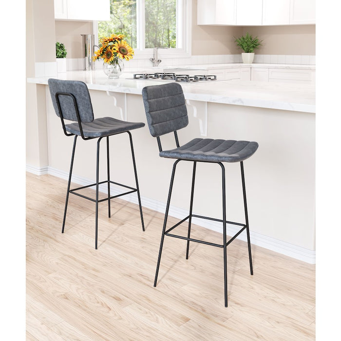 Zuo Modern Boston BarStool Set of 2, Vintage Black