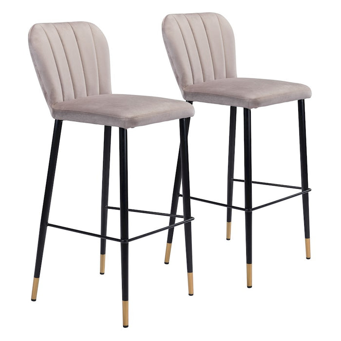 Zuo Modern Manchester BarStool Set of 2, Gray - 109506