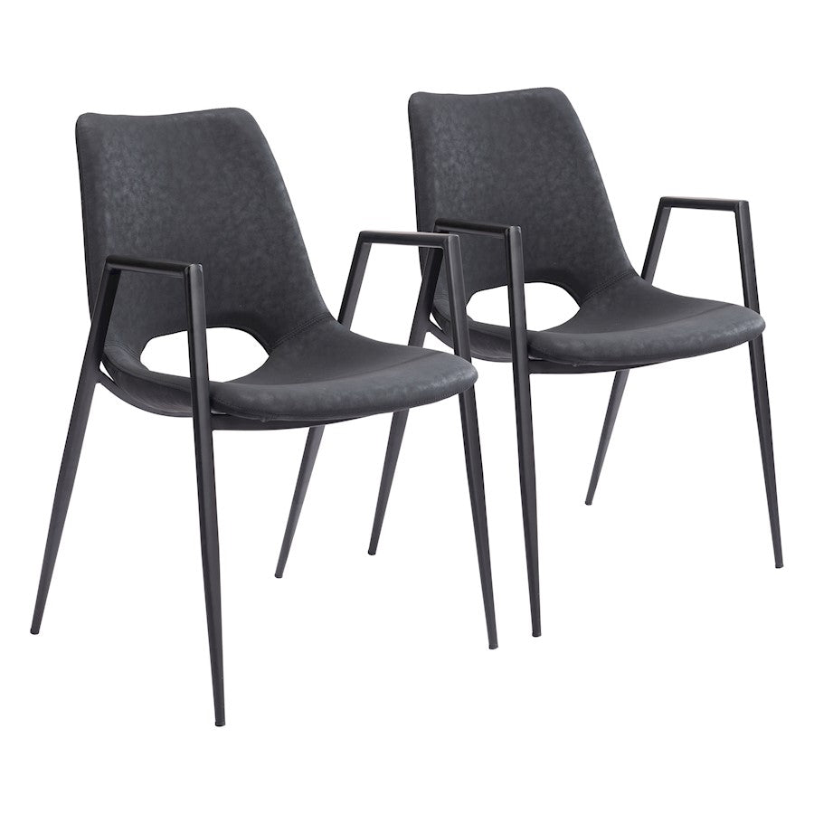 Zuo Modern Desi Dining Chair Set of 2, Black - 109534