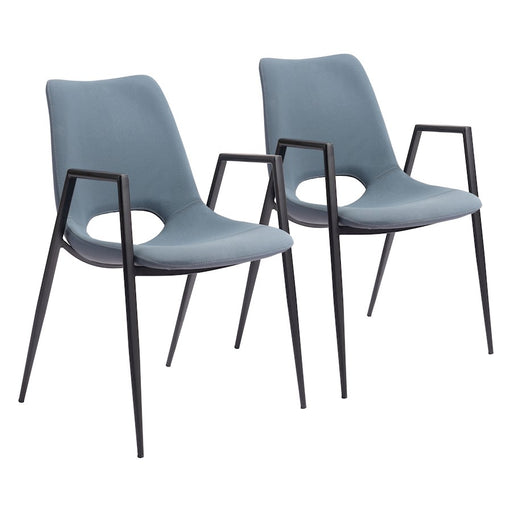 Zuo Modern Desi Dining Chair Set of 2, Azure Gray - 109536