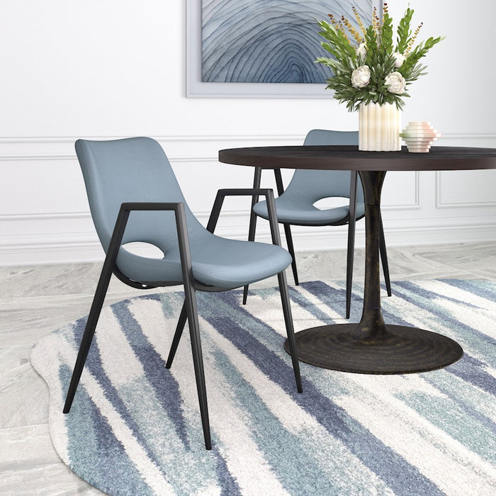 Zuo Modern Desi Dining Chair Set of 2, Azure Gray