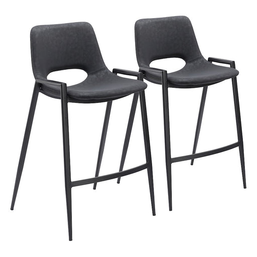 Zuo Modern Desi Counter Stool Set of 2, Black - 109537