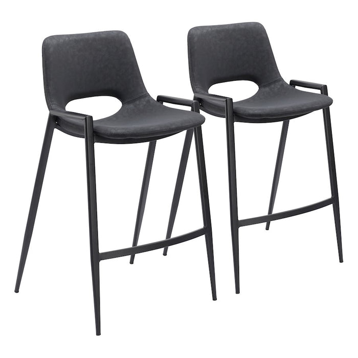 Zuo Modern Desi Counter Stool Set of 2, Black - 109537
