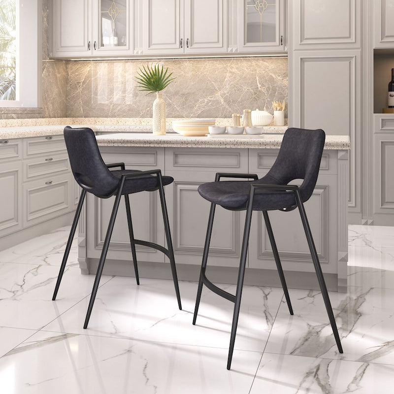 Zuo Modern Desi Counter Stool Set of 2, Black