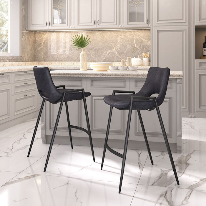 Zuo Modern Desi Counter Stool Set of 2, Black
