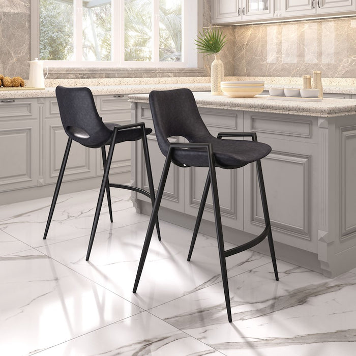 Zuo Modern Desi Counter Stool Set of 2, Black