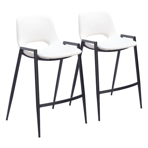 Zuo Modern Desi Counter Stool Set of 2, White - 109538