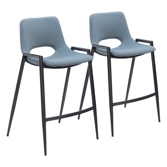 Zuo Modern Desi Counter Stool Set of 2, Azure Gray - 109539