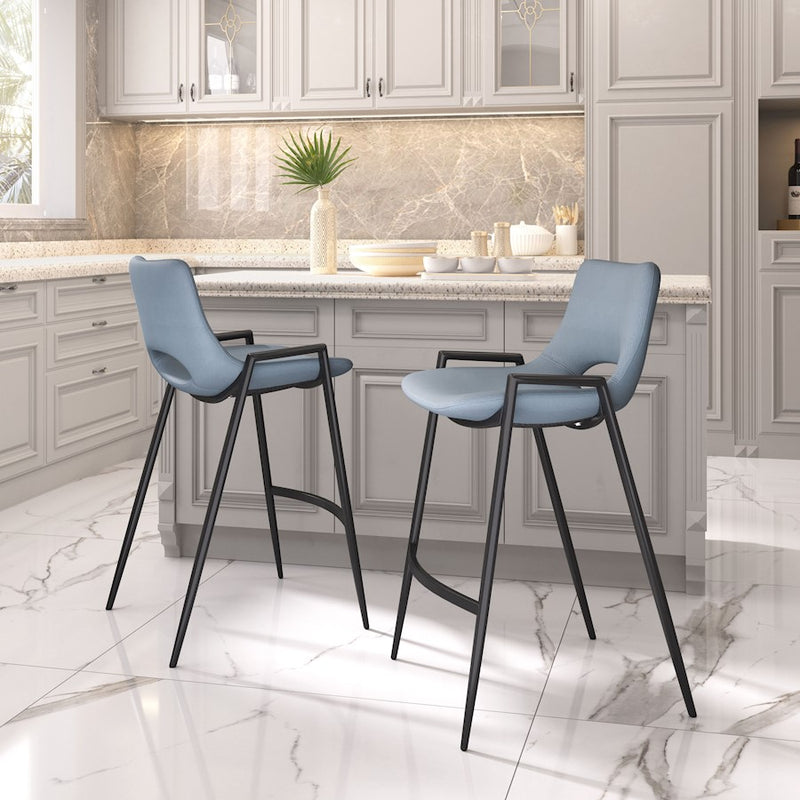 Zuo Modern Desi Counter Stool Set of 2, Azure Gray