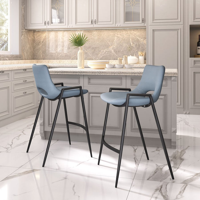 Zuo Modern Desi Counter Stool Set of 2, Azure Gray