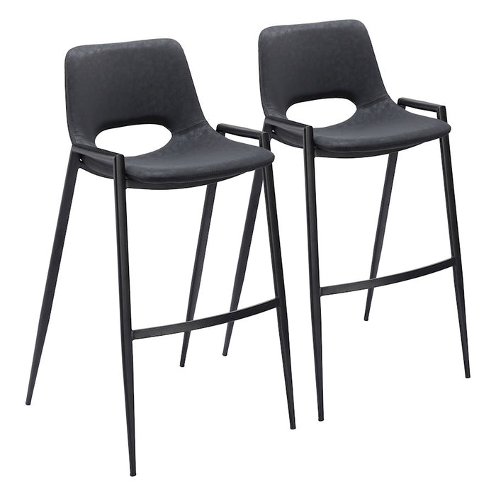 Zuo Modern Desi BarStool Set of 2, Black - 109540