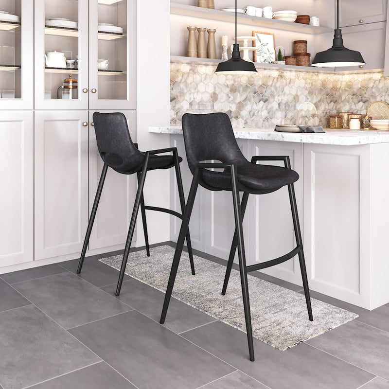 Zuo Modern Desi BarStool Set of 2, Black