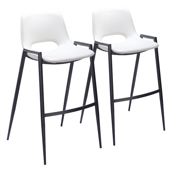 Zuo Modern Desi BarStool Set of 2, White - 109541
