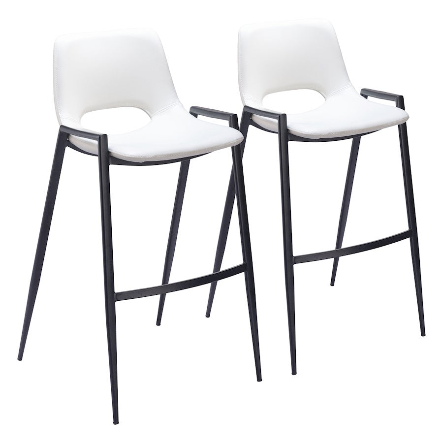Zuo Modern Desi BarStool Set of 2, White - 109541