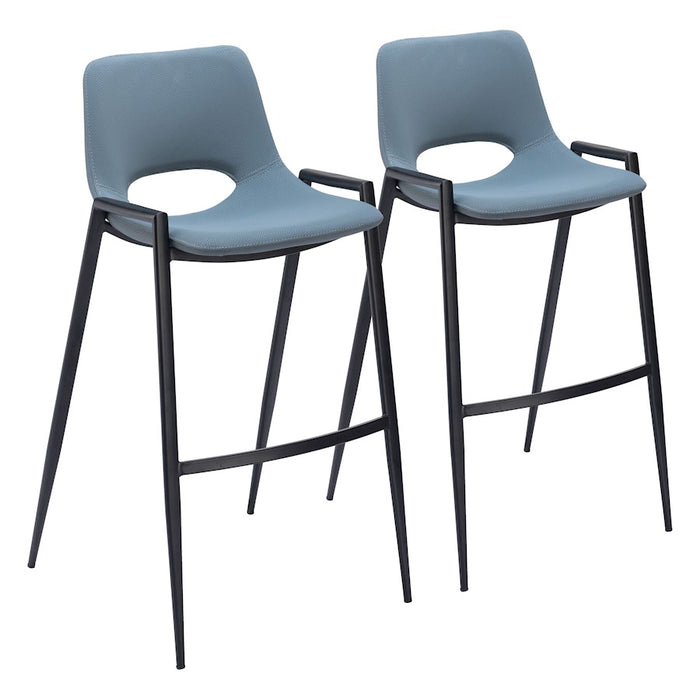 Zuo Modern Desi BarStool Set of 2, Azure Gray - 109542