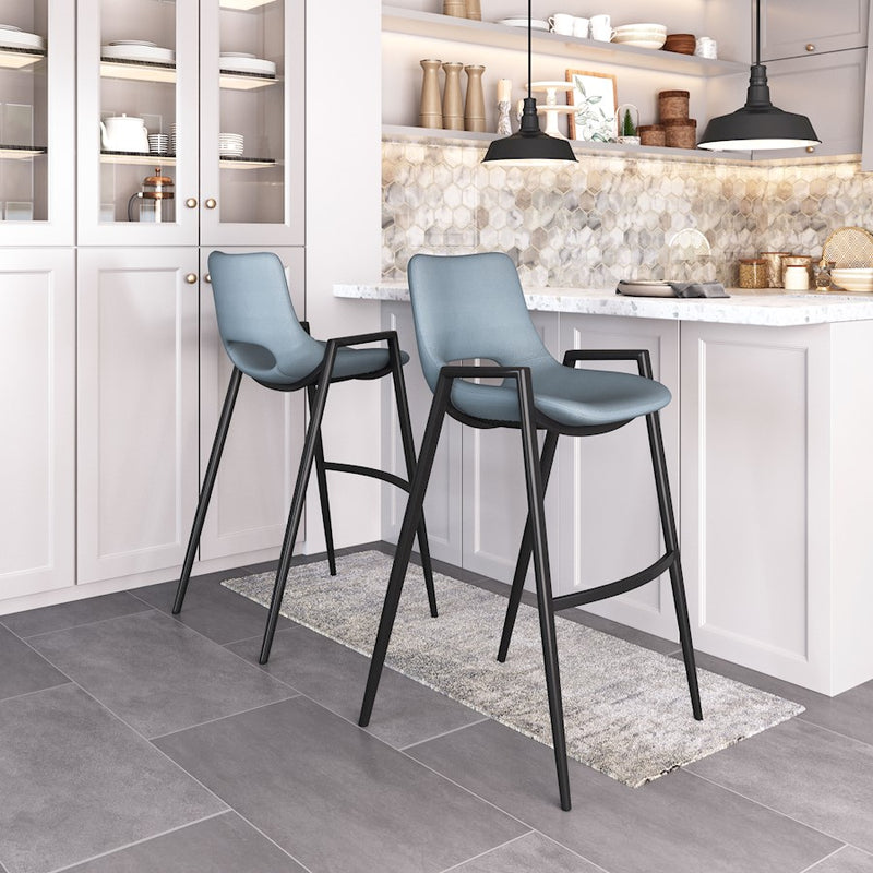 Zuo Modern Desi BarStool Set of 2, Azure Gray