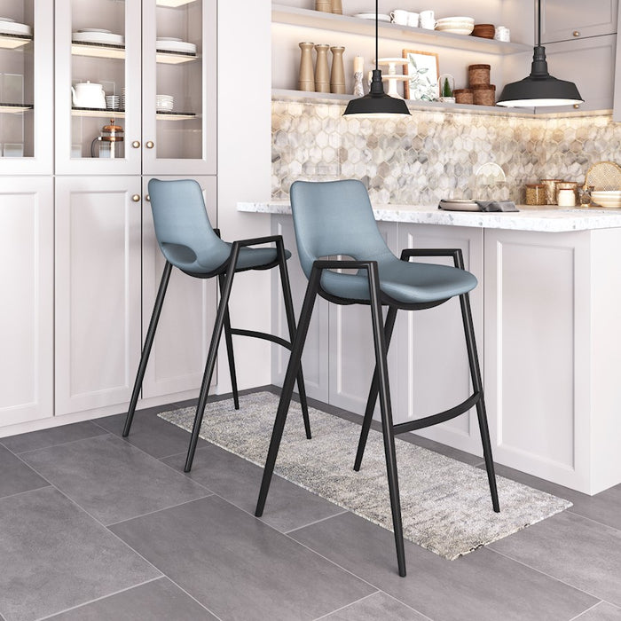 Zuo Modern Desi BarStool Set of 2, Azure Gray
