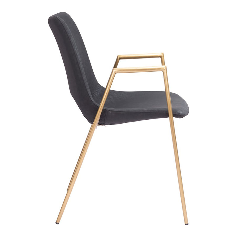 Zuo Modern Desi Dining Chair Set of 2, Black/Gold