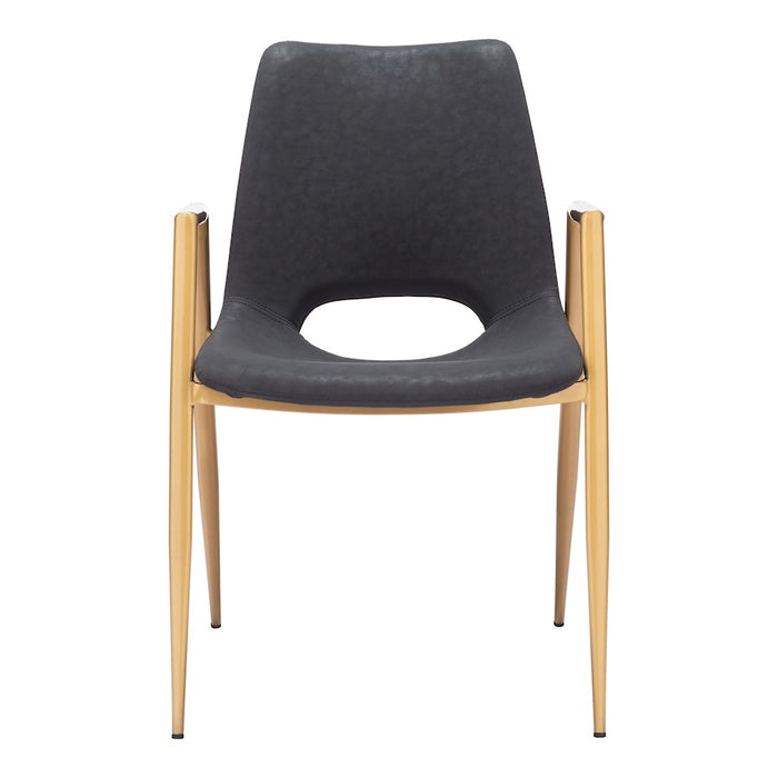 Zuo Modern Desi Dining Chair Set of 2, Black/Gold