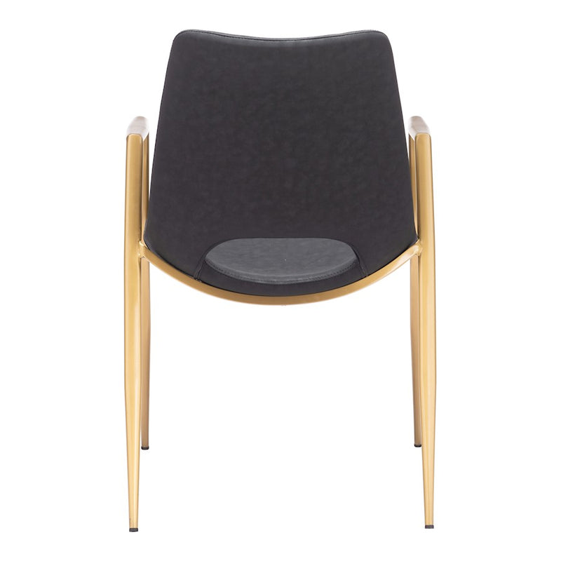 Zuo Modern Desi Dining Chair Set of 2, Black/Gold