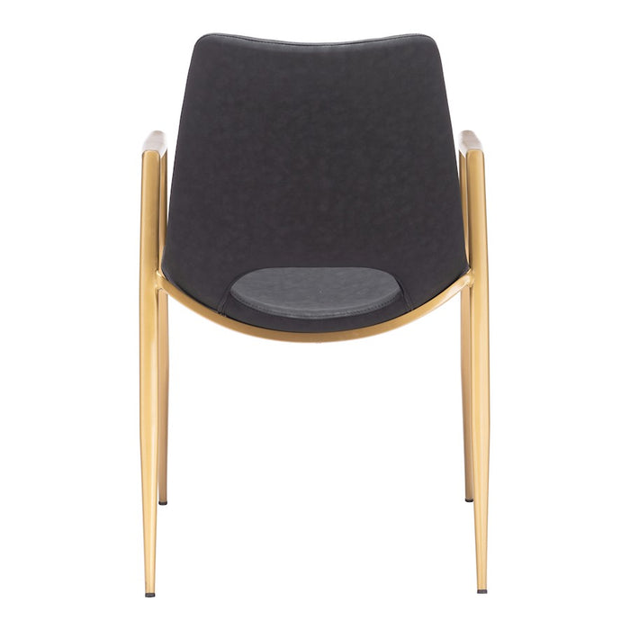 Zuo Modern Desi Dining Chair Set of 2, Black/Gold