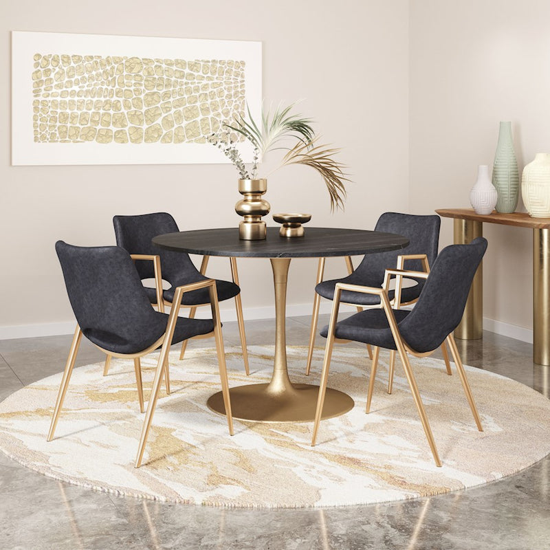 Zuo Modern Desi Dining Chair Set of 2, Black/Gold