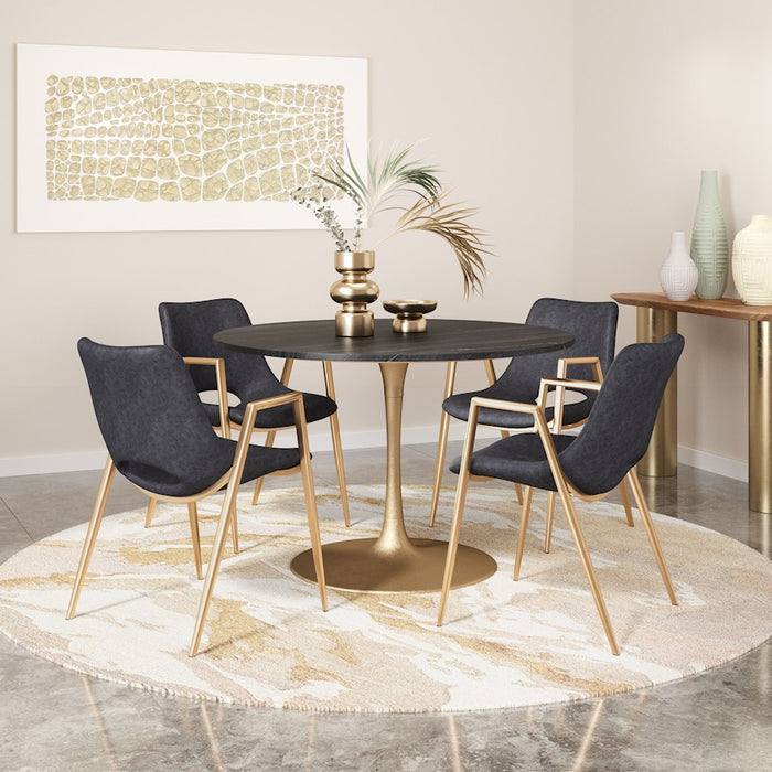 Zuo Modern Desi Dining Chair Set of 2, Black/Gold