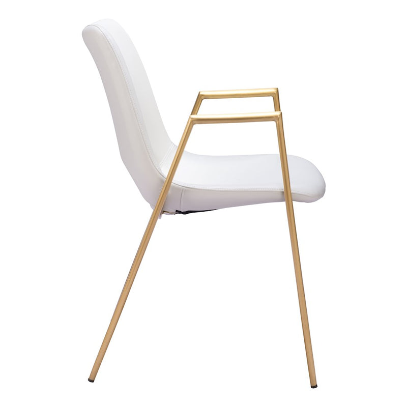 Zuo Modern Desi Dining Chair Set of 2, White/Gold