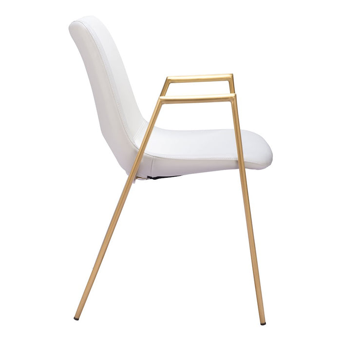 Zuo Modern Desi Dining Chair Set of 2, White/Gold