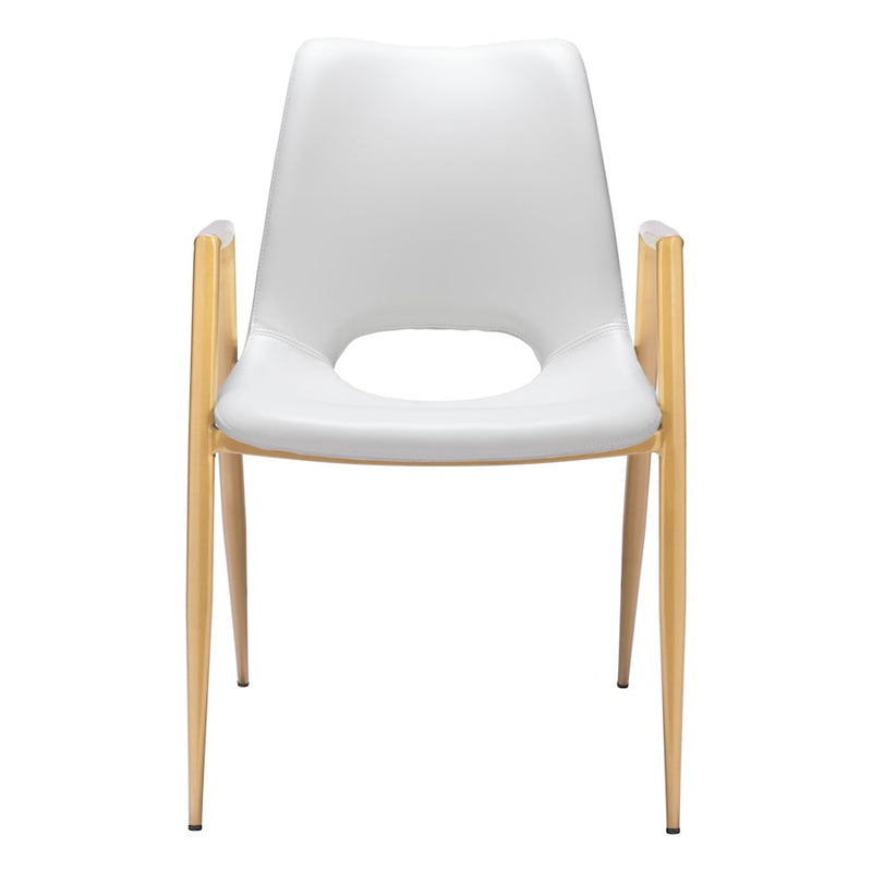 Zuo Modern Desi Dining Chair Set of 2, White/Gold