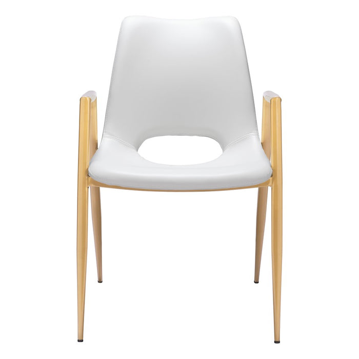 Zuo Modern Desi Dining Chair Set of 2, White/Gold