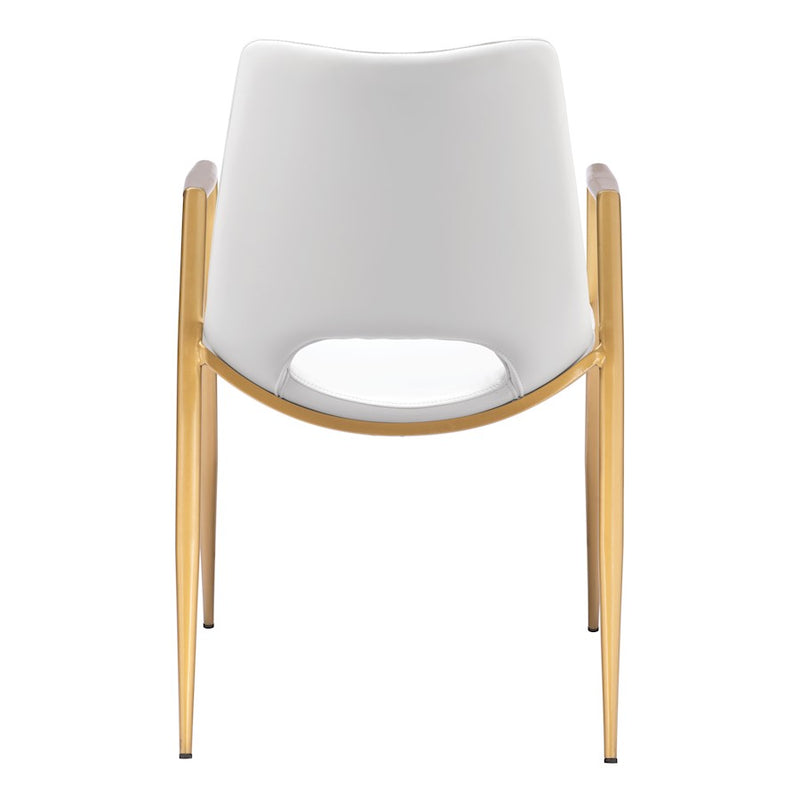 Zuo Modern Desi Dining Chair Set of 2, White/Gold