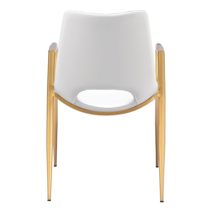 Zuo Modern Desi Dining Chair Set of 2, White/Gold