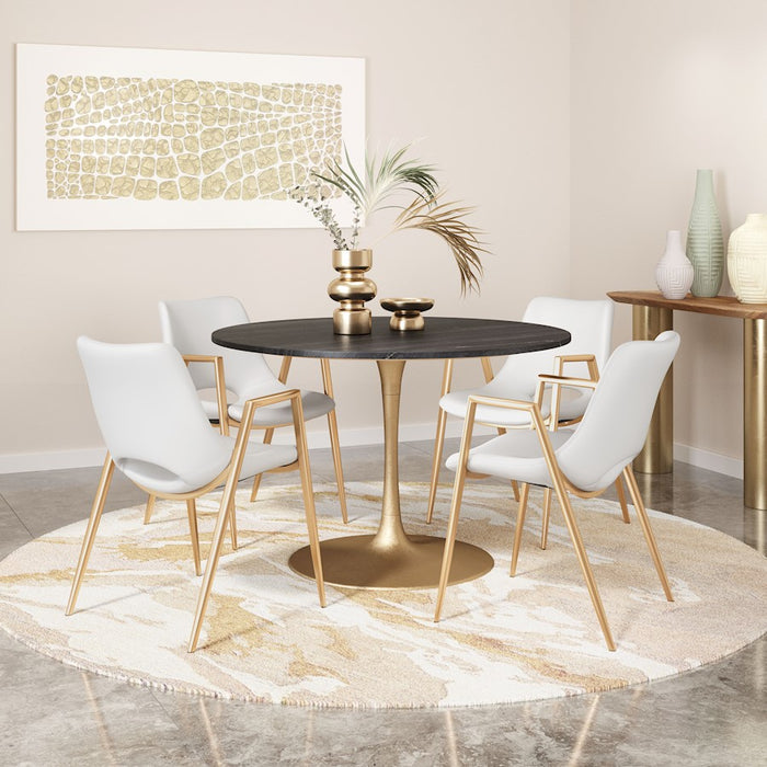 Zuo Modern Desi Dining Chair Set of 2, White/Gold