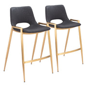 Zuo Modern Desi Counter Stool Set of 2, Black/Gold - 109552