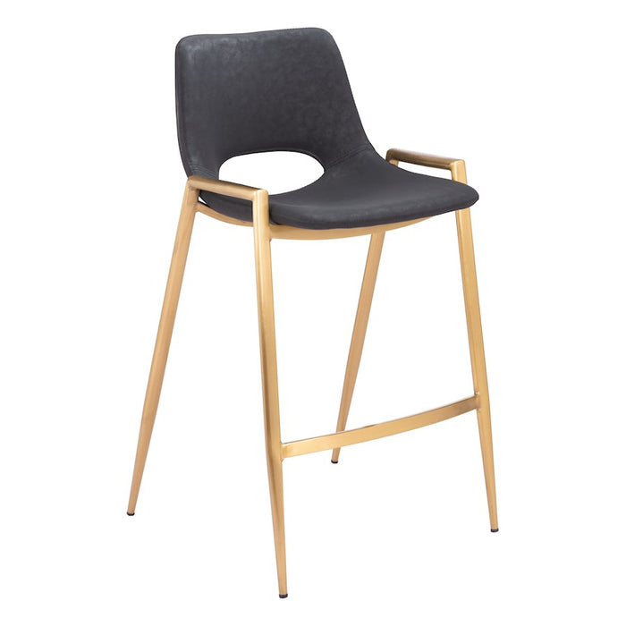 Zuo Modern Desi Counter Stool Set of 2, Black/Gold