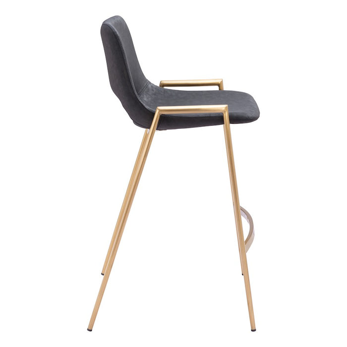 Zuo Modern Desi Counter Stool Set of 2, Black/Gold