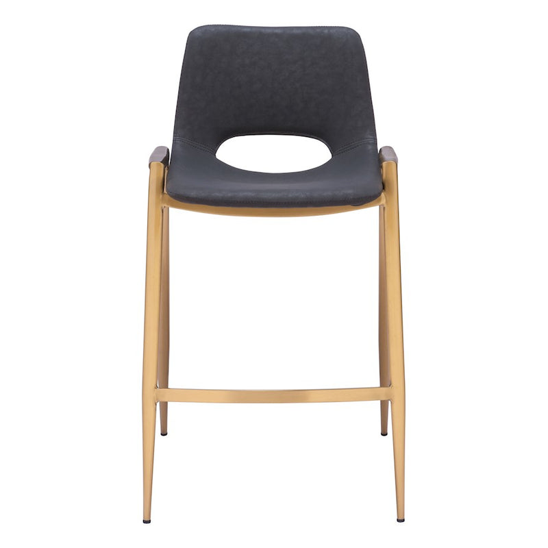 Zuo Modern Desi Counter Stool Set of 2, Black/Gold