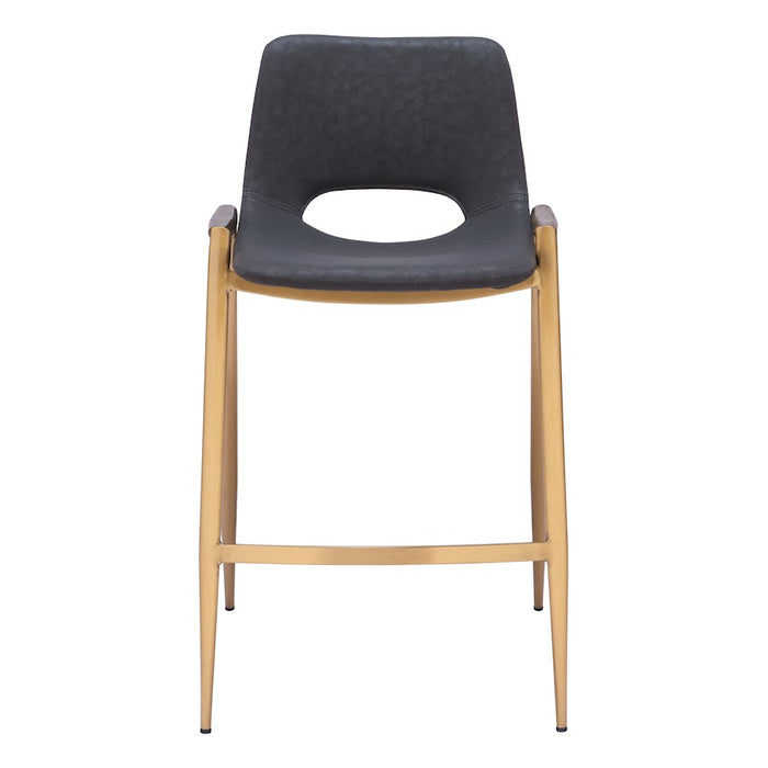 Zuo Modern Desi Counter Stool Set of 2, Black/Gold