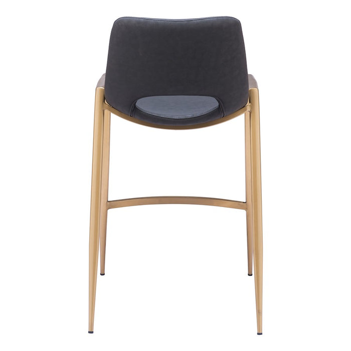 Zuo Modern Desi Counter Stool Set of 2, Black/Gold
