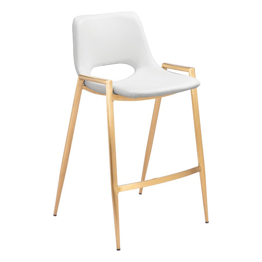 Zuo Modern Desi Counter Stool Set of 2, White/Gold