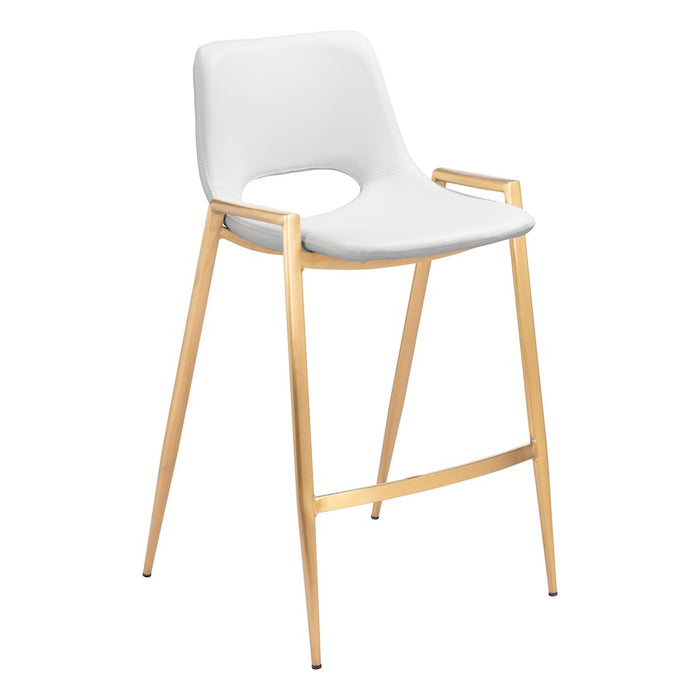 Zuo Modern Desi Counter Stool Set of 2, White/Gold