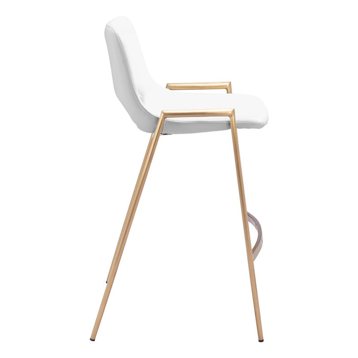 Zuo Modern Desi Counter Stool Set of 2, White/Gold