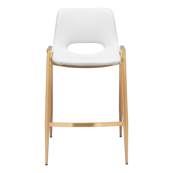 Zuo Modern Desi Counter Stool Set of 2, White/Gold