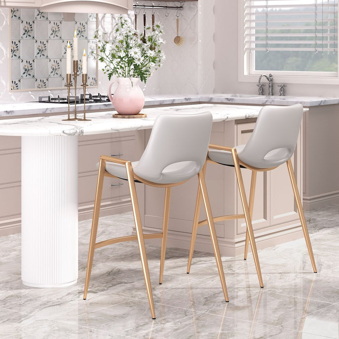 Zuo Modern Desi Counter Stool Set of 2, White/Gold