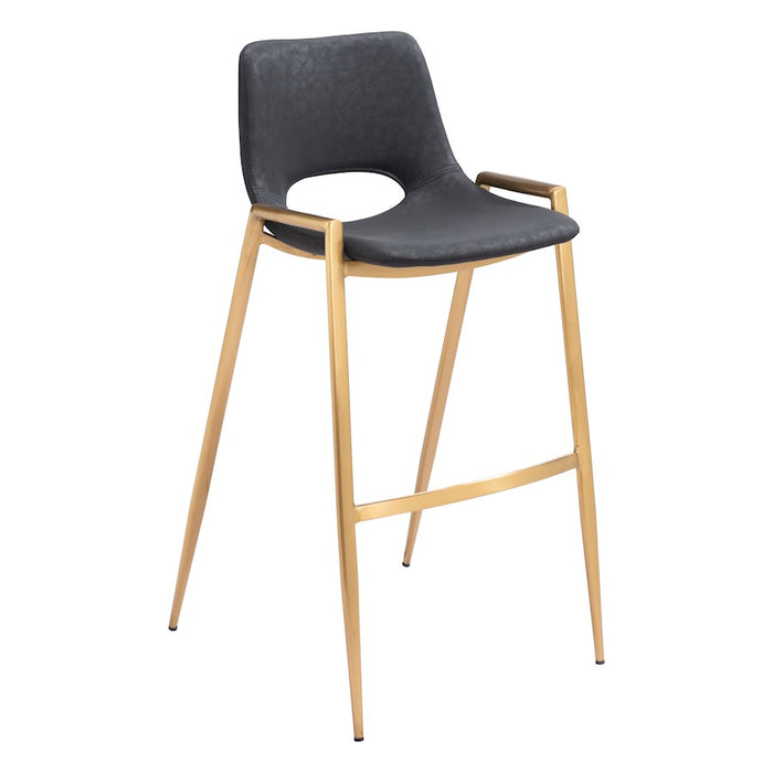 Zuo Modern Desi BarStool Set of 2, Black/Gold