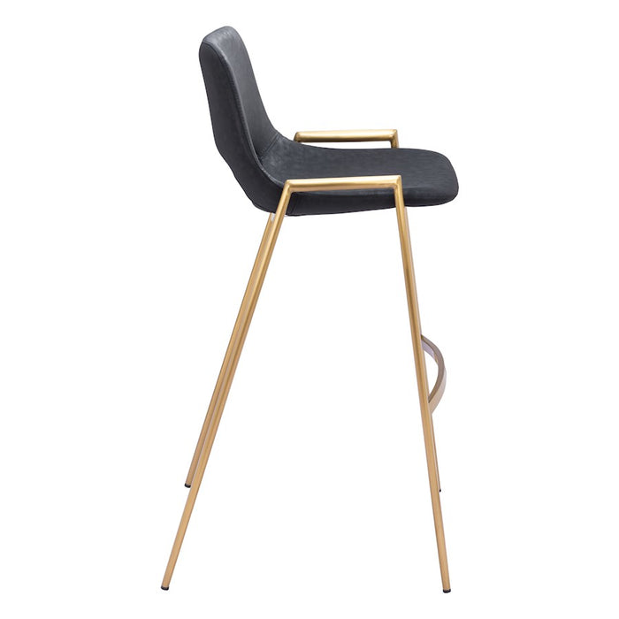 Zuo Modern Desi BarStool Set of 2, Black/Gold