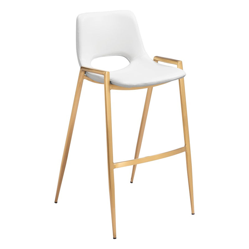 Zuo Modern Desi BarStool Set of 2, White/Gold