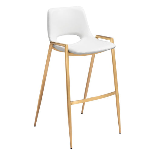 Zuo Modern Desi BarStool Set of 2, White/Gold