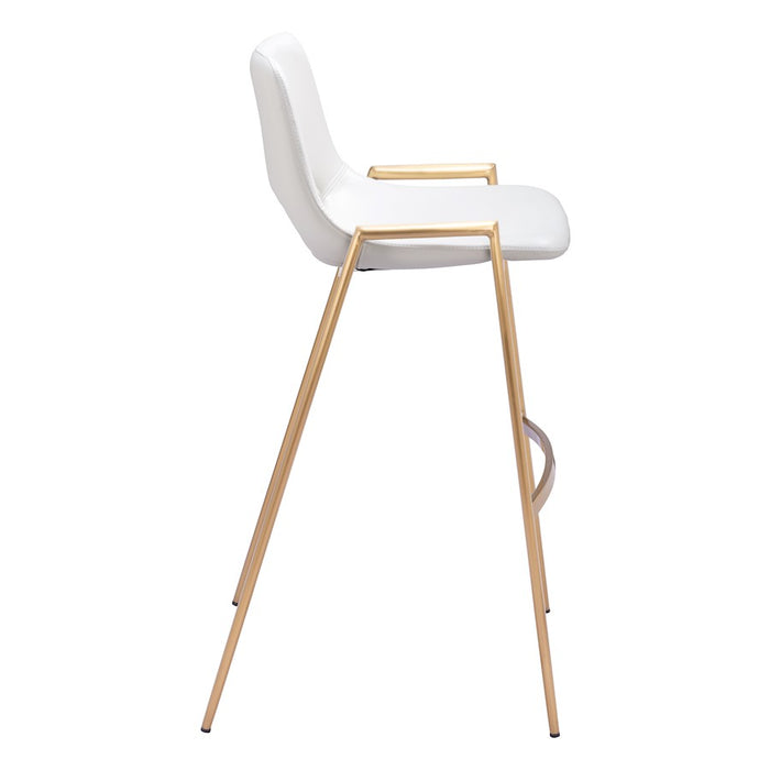 Zuo Modern Desi BarStool Set of 2, White/Gold